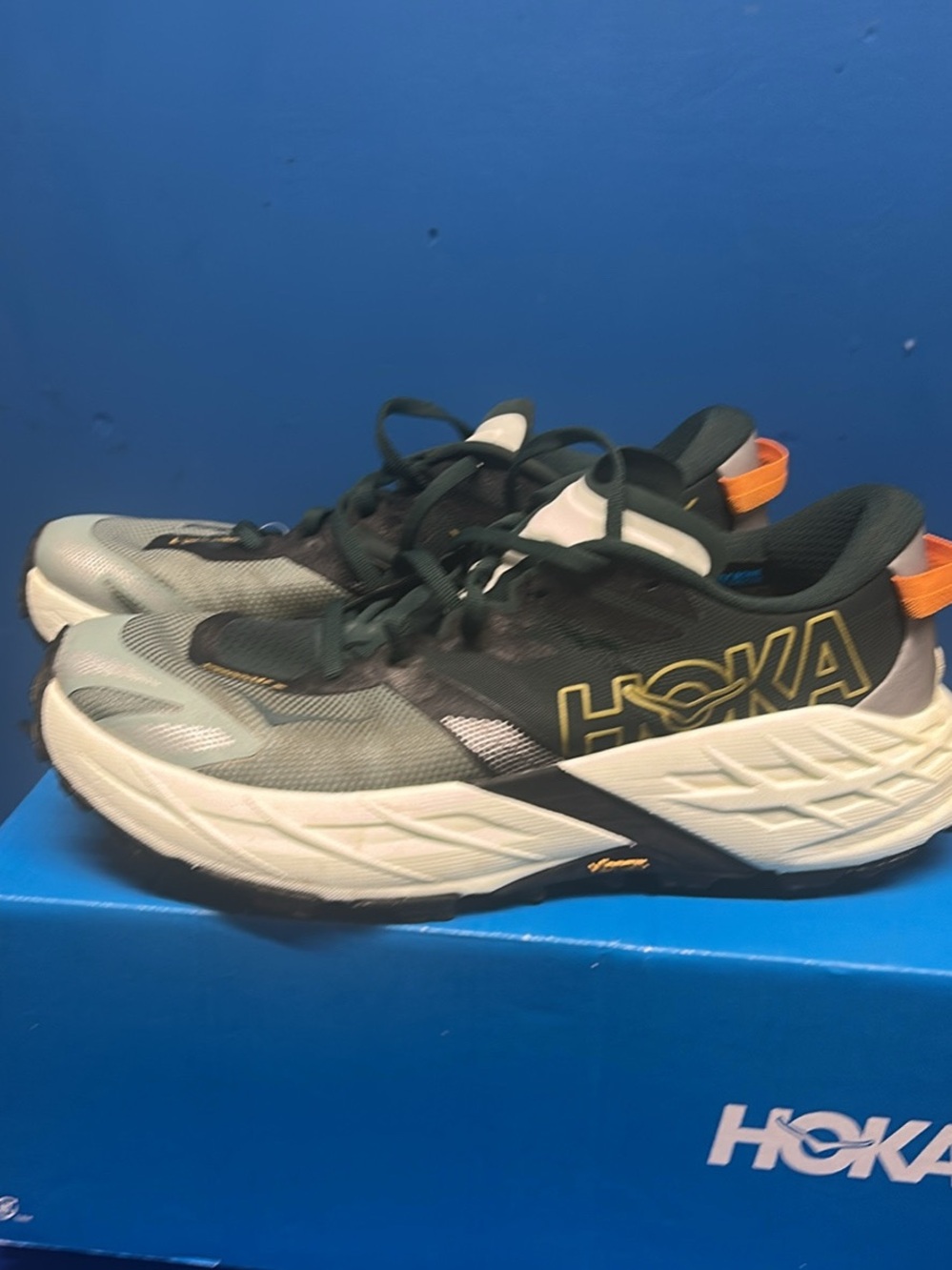 Hoka speedgoat Men's Olive Green, Black & Orange Trail Running Shoes